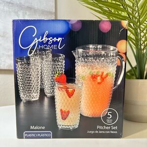 Gibson Home 5 Plastic Pieces Pitcher and tumblers Set